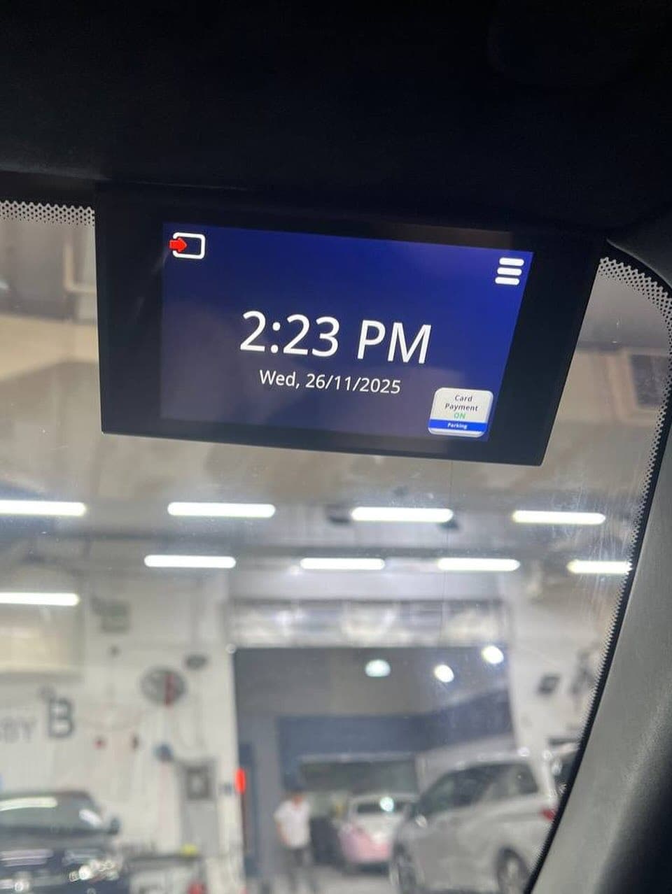 OBU screen mounted in a car
